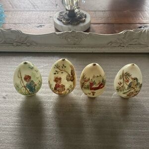 Vintage Set of 4 Gand Painted Resin Eggs.